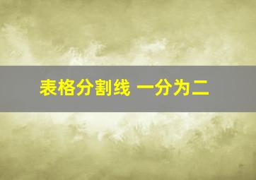 表格分割线 一分为二